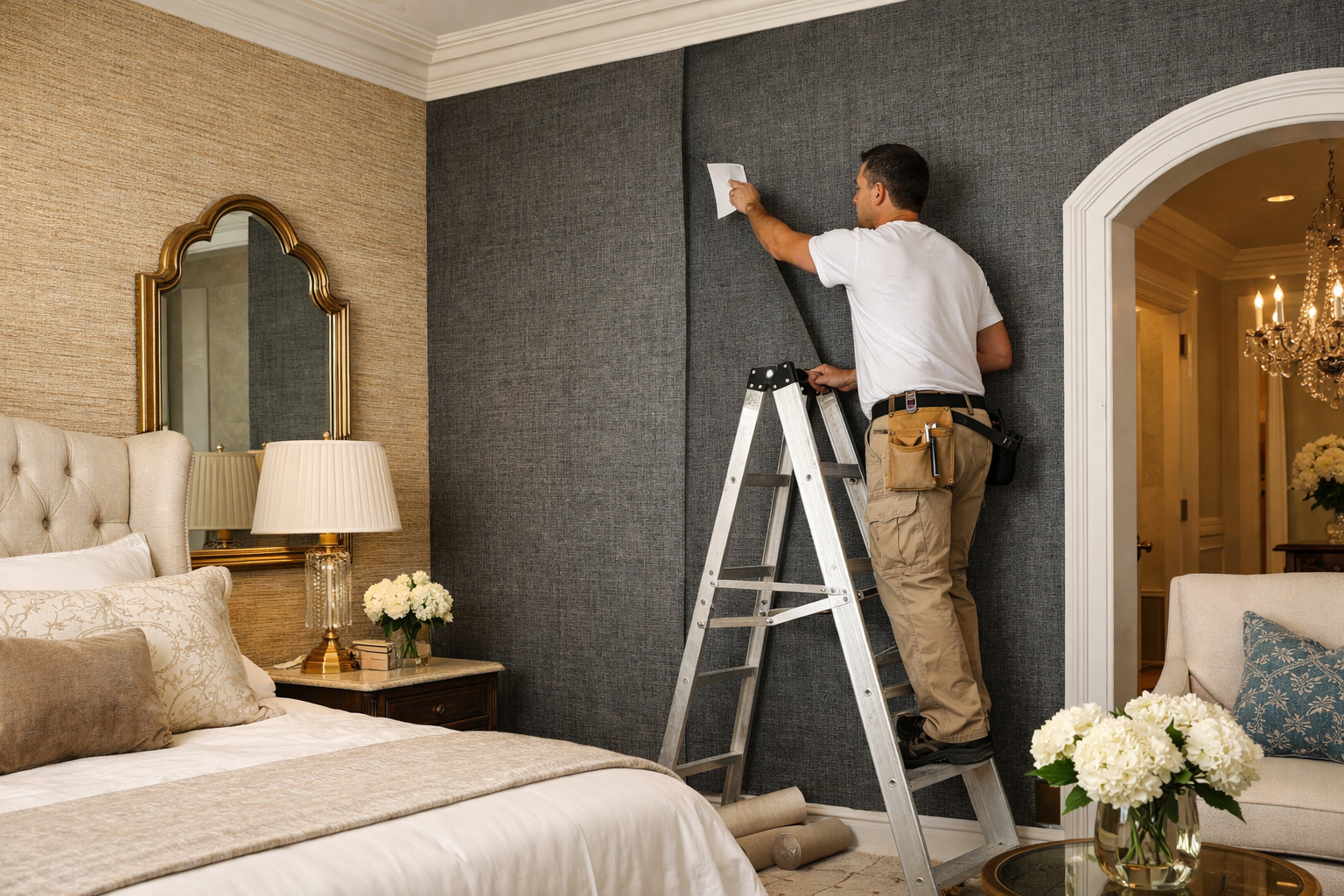 Verdine Tax and Accounting textured and specialty wallpaper installation in Houston, TX